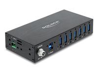 Delock - Rozbocovac - prumyslový, 5 Gbps, s ochranou ESD 8 kV - 7 x SuperSpeed USB 3.0 - lze montovat na konzolu DIN, pro pripevnení na zed