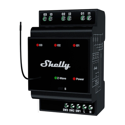 Relé na DIN lištu SHELLY PRO 3 Z-Wave
