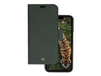 Pouzdro s klopou pro mobilní telefon - písmové hnědé úplety z udržitelné kůže - evergreen - pro Apple iPhone 14 Pro