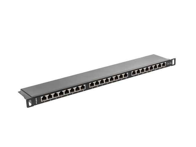 Lanberg patch panel 24 portů 0,5u 19" CAT.5E ftp stíněný černý