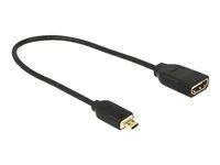HDMI adaptér - HDMI se zdířkami (female) do 19 pin micro HDMI Type D s piny (male) - 20 cm - trojnásobně stíněný - černá - podporuje 4K
