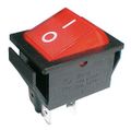 Přepínač kolébkový 2pol./4pin ON-OFF 250V/15A průsvitný červený
