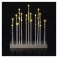LED svícen stříbrný, 28,5 cm, 3x AA, vnitřní, teplá bílá, časovač