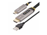HDMI kabel - USB-C s piny (male) do HDMI, USB (pouze napájení) s piny (male) - 15.2 m - stíněný/fiber optic - černá - aktivní, Active Optical Cable (AOC), Jednosměrný, podpora 4K60 Hz (3840 x 2160)