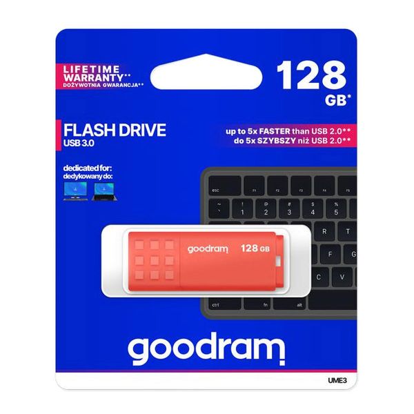 Flash disk GOODRAM USB 3.0 128GB bílo-oranžový