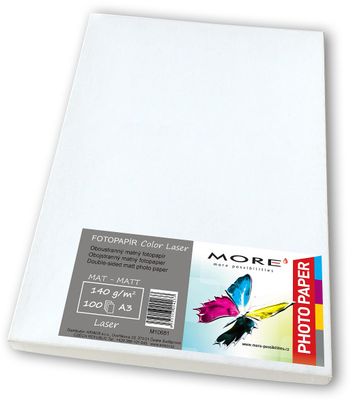 Fotopapír matný bílý kompatibilní s A3; 140g/m2;kompatibilní s laser;100ks