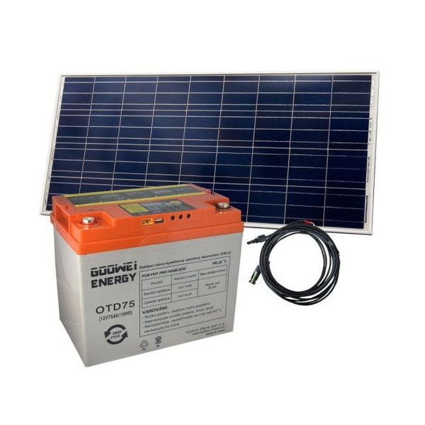 Solární set baterie GOOWEI ENERGY OTD75 (75Ah, 12V) a solární panel Victron Energy 115Wp/12V