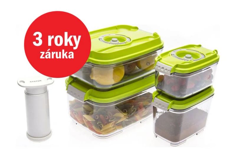 STATUS Tritan 5-dílný set vakuových dóz 157531, zelená