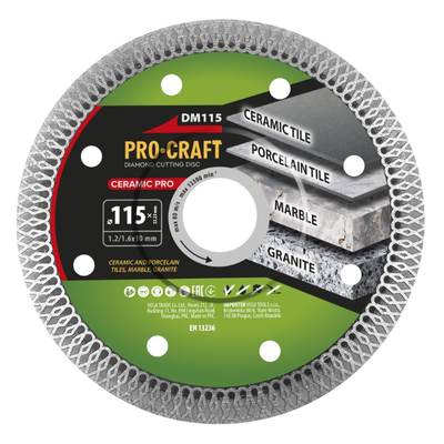 Diamantový řezný kotouč 115 mm PROCRAFT DM115 Ceramic PRO