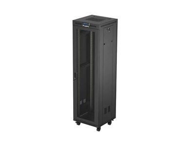 19" Volně stojící racková skříň 42u/600x600 (flat pack) se síťovými dveřmi lcd černá lanberg V2