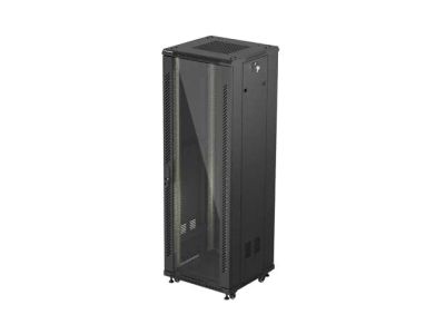 Lanberg 19" volně stojící racková skříň 37u/600x600 (flat pack) s prosklenými dveřmi černá