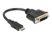 Video adaptér - 19 pin mini HDMI Type C s piny (male) do DVI-I se zdířkami (female) - 20 cm - černá