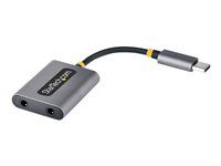 Mic and Headset Controls, Built-in 24-bit DAC (USBC-AUDIO-SPLITTER) - Audio separátor - USB-C s piny (male) rovné do mini jack se zdířkami (female) rovné - 7 cm - černá, šedá space gray