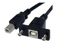StarTech 3 ft Panel Mount USB Cable B to B - F/M - Panel Mount USB Extension USB-B Female to USB-B Male Adapter Cable - USB-B (F) Port (USBPNLBFBM3) - Kabel USB - USB typ B (M) do USB typ B (F) - USB 2.0 - 90 cm - lisovaný - cerná - pro P/N: USB2HAB10, USB2HAB15, USB2HAB30AC, USB2HAB50AC, USB2HAB6, USB2HABM1, USB2HABM6RA