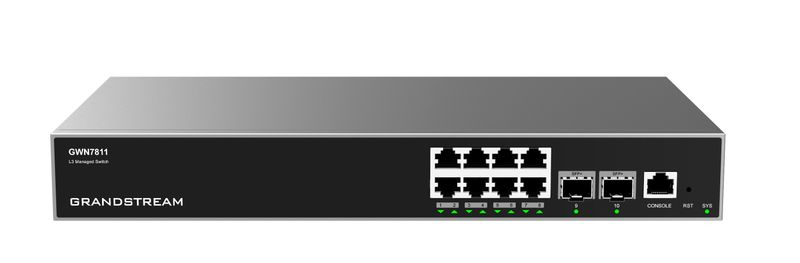 Grandstream GWN7811 L3 Managed Network Switch 8 portů / 2 SFP+, VLAN, DHCP, Stacking