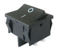 Přepínač kolébkový 2pol./4pin ON-OFF 250 V/6 A černý