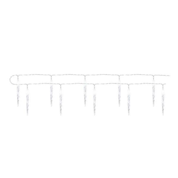 LED vánoční girlanda – 10x rampouch, 1,35 m, 2x AA, vnitřní, studená bílá, časovač