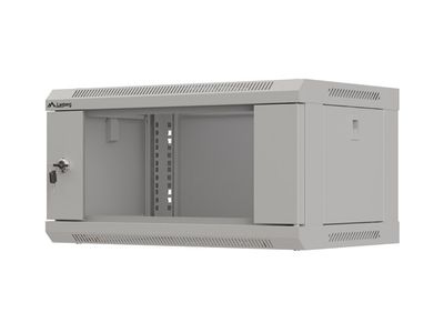 Lanberg racková skříň 19" nástěnná 4u/540x350 (flat pack) s prosklenými dveřmi šedá