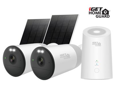 iGET HGWNK108402S - kamerový bateriový 2K Wi-Fi set, 10CH NVR + 2x kamera se solár. panelem, 9000mAh