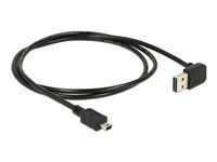 Kabel USB - mini-USB typ B (M) do USB (M) - USB 2.0 - 1 m - 90° konektor - černá