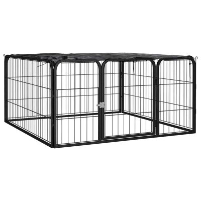 vidaXL Ohrádka pre psov 4 panely čierna 100x50 cm práškovaná oceľ