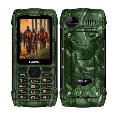 EVOLVEO StrongPhone H1, IP68 odolný Dual SIM telefon, 2,8"LCD, 5000mAh, Powerbanka, lovec. kamufláž
