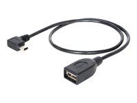 Kabel USB - USB (F) do mini-USB typ B (M) - USB 2.0 OTG - 50 cm - 90° konektor