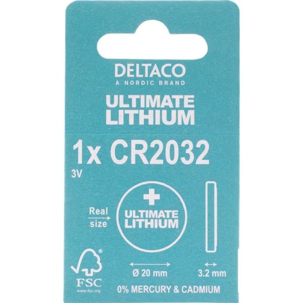 DELTACO Ultimate CR2032, Knoflíkové baterie, 1ks