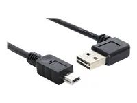 Kabel USB - mini-USB Type B (M) do USB (M) - 3 m - 90° konektor - černá