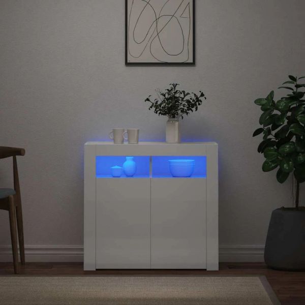Multidom Komoda s LED světly lesklá bílá 80x35x75 cm