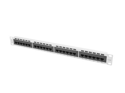 Patch panel 24 portů 1U 19" CAT.6 utp šedý lanberg