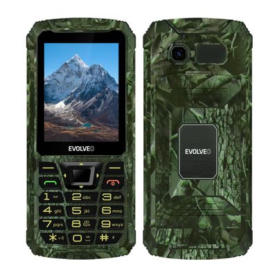 EVOLVEO StrongPhone Z6, IP68 odolný Dual SIM telefon, 2,8"LCD, 4000mAh, Powerbanka, lovec. kamufláž