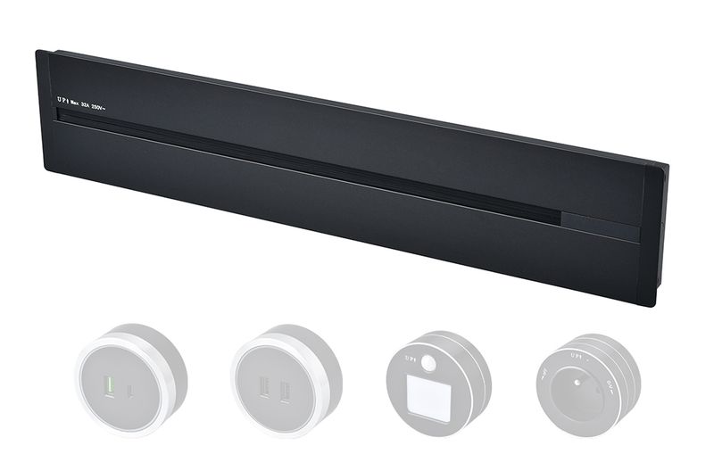 Zásuvková lišta - zápustná Viking LZ60B/230V,50Hz/60cm délka/černá/až 7 modulů/IP20/hliník/zápustná