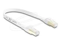 Delock - Patch kabel - RJ-45 (M) do RJ-45 (M) - 25 cm - U/FTP - CAT 8.1 - plochý, rychlost prenosu dat až 40 Gbps, lisovaný, provedení bez hrbolku - bílá