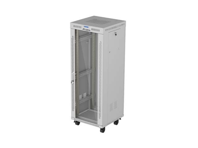 Instalační stojan 19" 32U 600X600 šedé skleněné dveře lcd lanberg (flat pack) V2