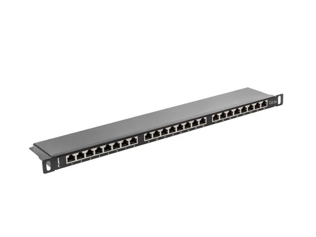Lanberg patch panel 24 portů 0,5u 19" CAT.5E ftp stíněný černý
