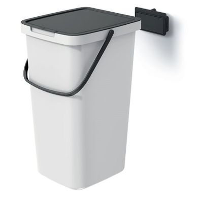 Odpadkový koš SYSTEMA Q COLLECT popelavý s černým víkem 25l