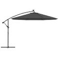 vidaXL Závesný záhradný slnečník s LED, kovová tyč 350 cm, antracitový