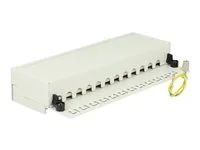 Propojovací panel - CAT 6 - RJ-45 X 12 - světle šedá, RAL 7035