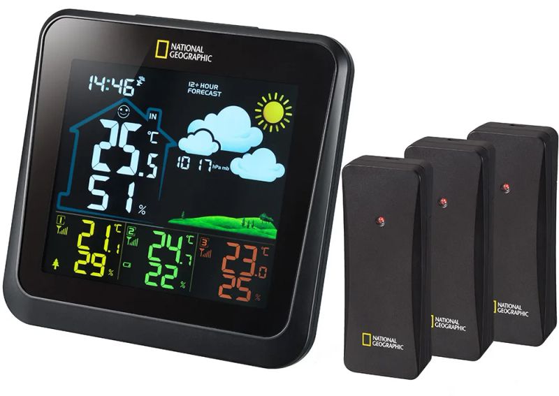 Barevná meteostanice Bresser National Geographic VA se 3 venkovními senzory