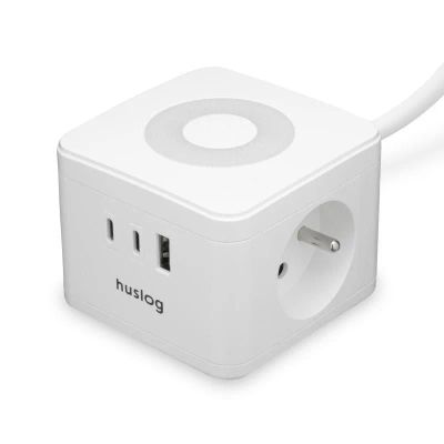 Nabíjacia stanica Huslog 12W 2xzásuvka, 2xUSB-C, 1xUSB biela
