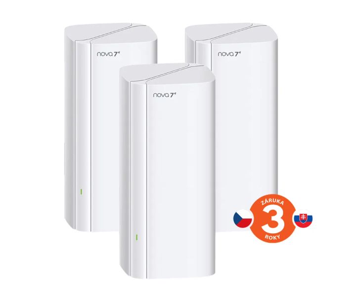 Tenda Nova ME3 Pro (3-pack) WiFi 7 BE3600 Mesh Gigabit systém, router, 9x GLAN/GWAN, VPN, CZ app