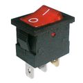 Přepínač kolébkový 2pol./3pin ON-OFF 250V/6A prosv. červený