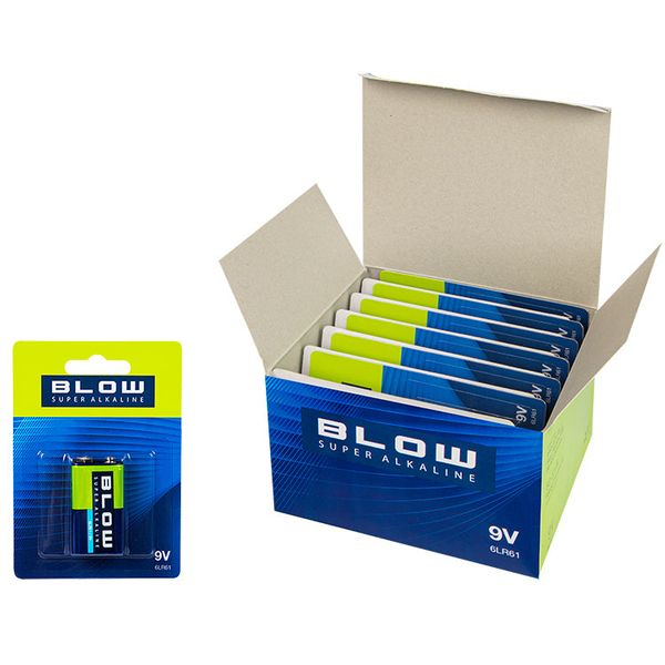 Baterie 9V (6LR61) alkalická BLOW Super Alkaline 10 ks/balení