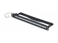 Startech - Záslepný patch panel keystone - s lištou pro správu kabelu, pro RJ45 - montáž na stenu, montáž do racku - CAT 6a/8 - STP/UTP - cerná - 1U - 19" - 24 porty - kompatibilní s TAA