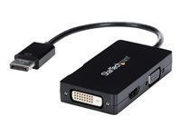 1080p DP Laptop to HDMI VGA or DVI Monitor or Projector Display (DP2VGDVHD) - Video adaptér - DisplayPort s piny (male) do HD-15 (VGA), DVI-D, HDMI se zdířkami (female) - 26.6 m - černá - aktivní, podpora 1920 x 1200 (WUXGA)