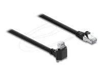 Delock - Sítový kabel - RJ-45 (M) do RJ-45 (M) úhlový, šroubovatelný - 1 m - 7 mm - S/FTP - CAT 6 - lisovaný, provedení bez hrbolku, podpora Gigabit Ethernet - cerná