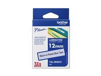 Černá na pastelově modrém podkladu - Role (1,2 cm x 8 m) 1 kazeta/y lamino páska - pro Brother PT-D210, D600, H110, P750, P950; P-Touch PT-D610; P-Touch Cube PT-P300