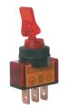 Prepínač páčkový 2pol./3pin ON-OFF 12V DC prosvetlený červený