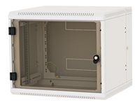 19" dvoudílný nástěnný rozvaděč 6U/600mm celoskleněné dveře, IP30 nosnost 20kg, světle šedý RAL7035
